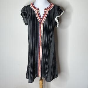 THML Anthropologie Black Crochet Trim Shift Dress